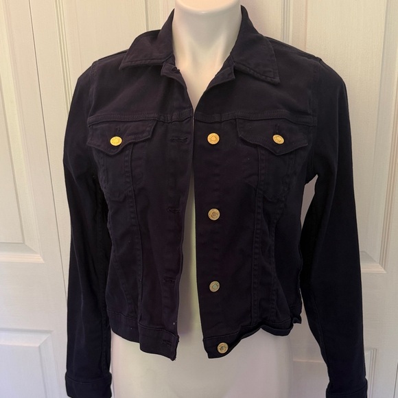 Michael Kors Cotton Short Navy Blue Jacket with Gold Buttons, Size M - Picture 1 of 9